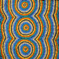 Aboriginal Artwork by Tasha Nampijinpa Collins, Ngapa Jukurrpa (Water Dreaming) - Puyurru, 30x30cm