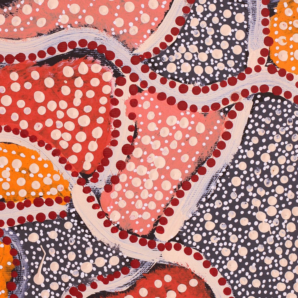Aboriginal Artwork by Tasha Nampijinpa Collins, Ngapa Jukurrpa (Water Dreaming) - Puyurru, 30x30cm