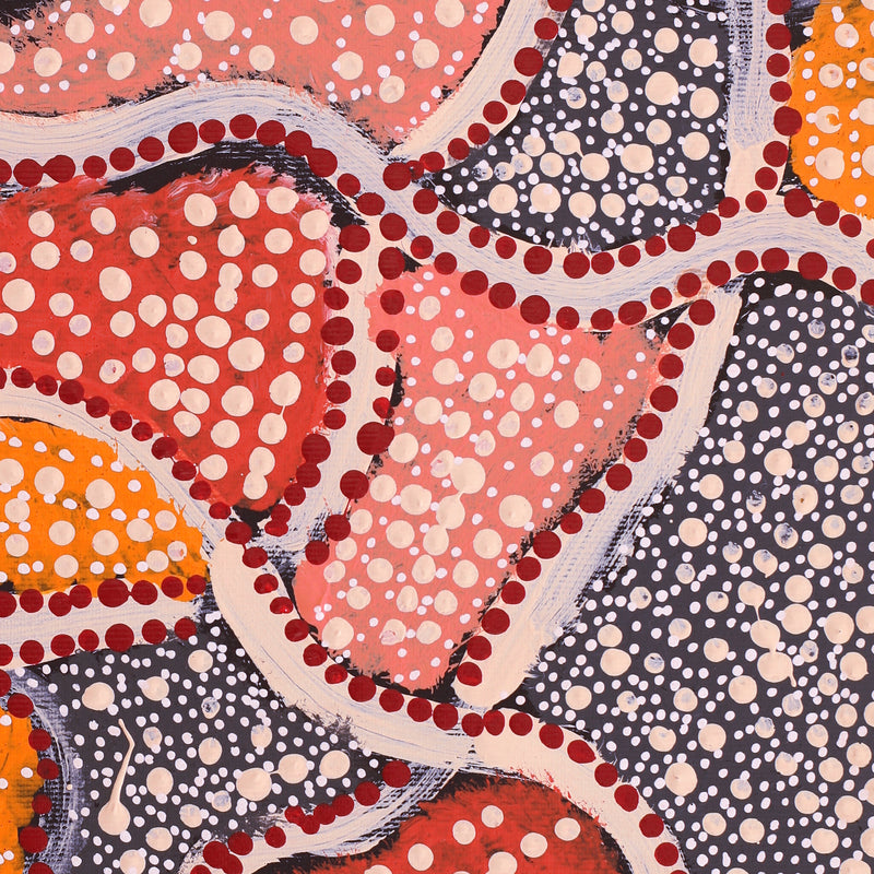 Aboriginal Artwork by Tasha Nampijinpa Collins, Ngapa Jukurrpa (Water Dreaming) - Puyurru, 30x30cm