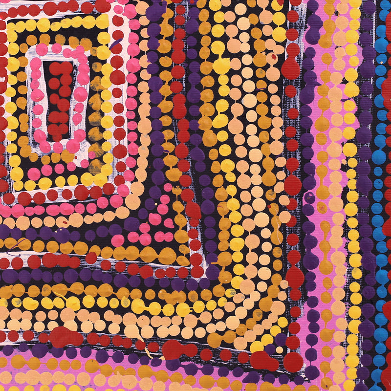 Aboriginal Artwork by Tasha Nampijinpa Collins, Ngapa Jukurrpa (Water Dreaming) - Puyurru, 30x30cm