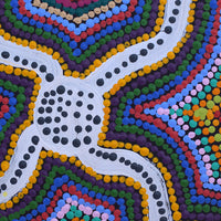 Aboriginal Artwork by Tasha Nampijinpa Collins, Ngapa Jukurrpa (Water Dreaming) - Puyurru, 30x30cm