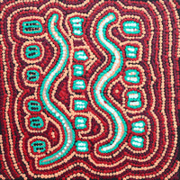 Aboriginal Artwork by Tasha Nampijinpa Collins, Ngapa Jukurrpa (Water Dreaming) - Puyurru, 30x30cm