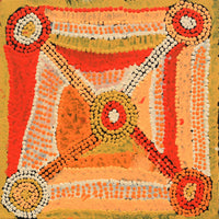 Aboriginal Artwork by Tasha Nampijinpa Collins, Ngapa Jukurrpa (Water Dreaming) - Puyurru, 30x30cm