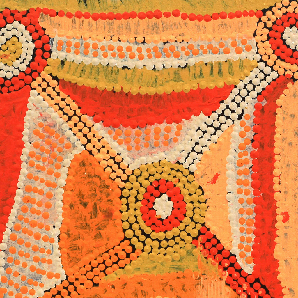 Aboriginal Artwork by Tasha Nampijinpa Collins, Ngapa Jukurrpa (Water Dreaming) - Puyurru, 30x30cm