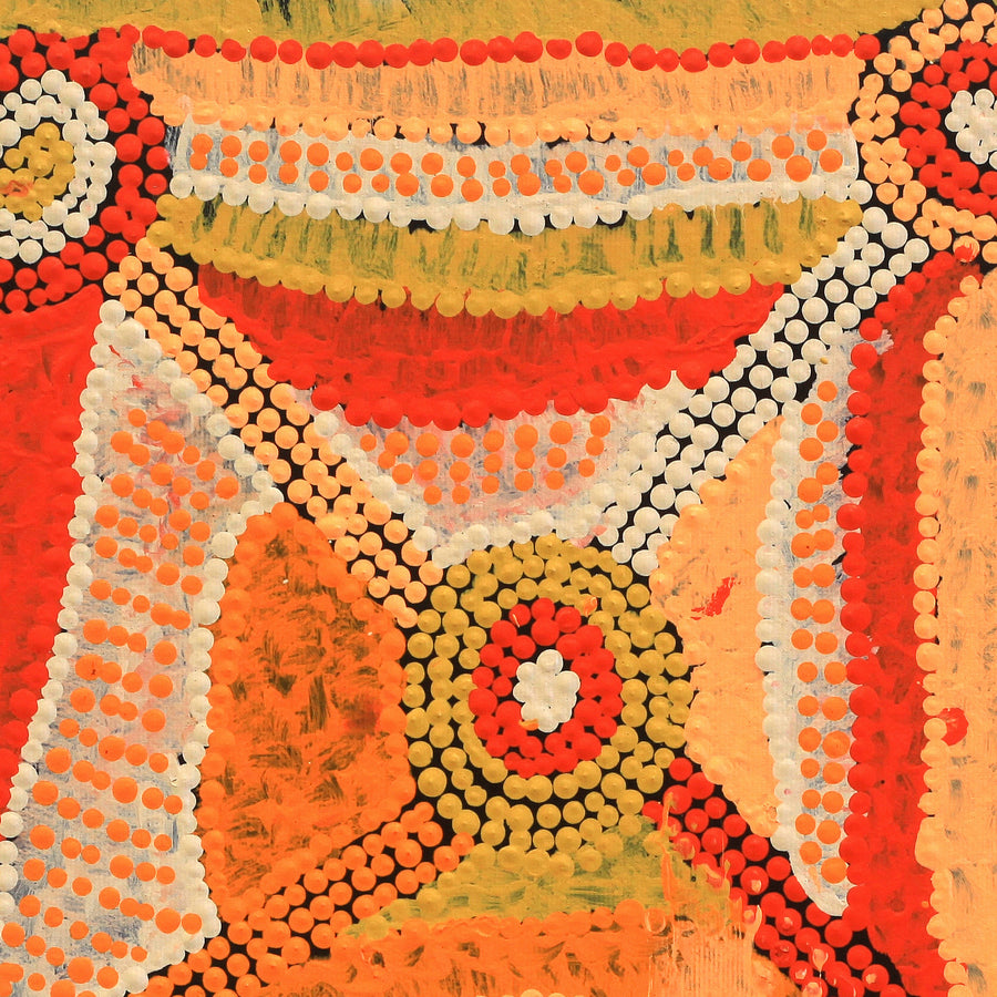 Aboriginal Artwork by Tasha Nampijinpa Collins, Ngapa Jukurrpa (Water Dreaming) - Puyurru, 30x30cm