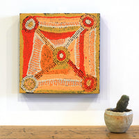 Aboriginal Artwork by Tasha Nampijinpa Collins, Ngapa Jukurrpa (Water Dreaming) - Puyurru, 30x30cm