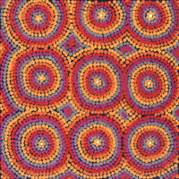 Aboriginal Artwork by Tasha Nampijinpa Collins, Ngapa Jukurrpa (Water Dreaming) - Puyurru, 30x30cm
