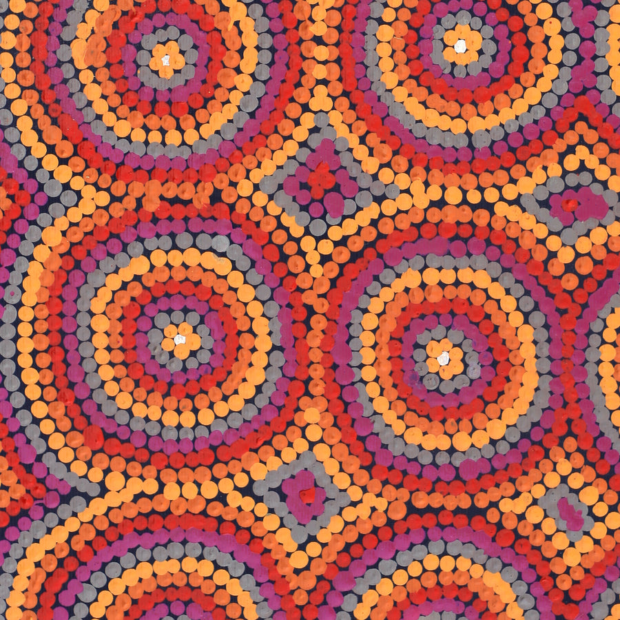 Aboriginal Artwork by Tasha Nampijinpa Collins, Ngapa Jukurrpa (Water Dreaming) - Puyurru, 30x30cm