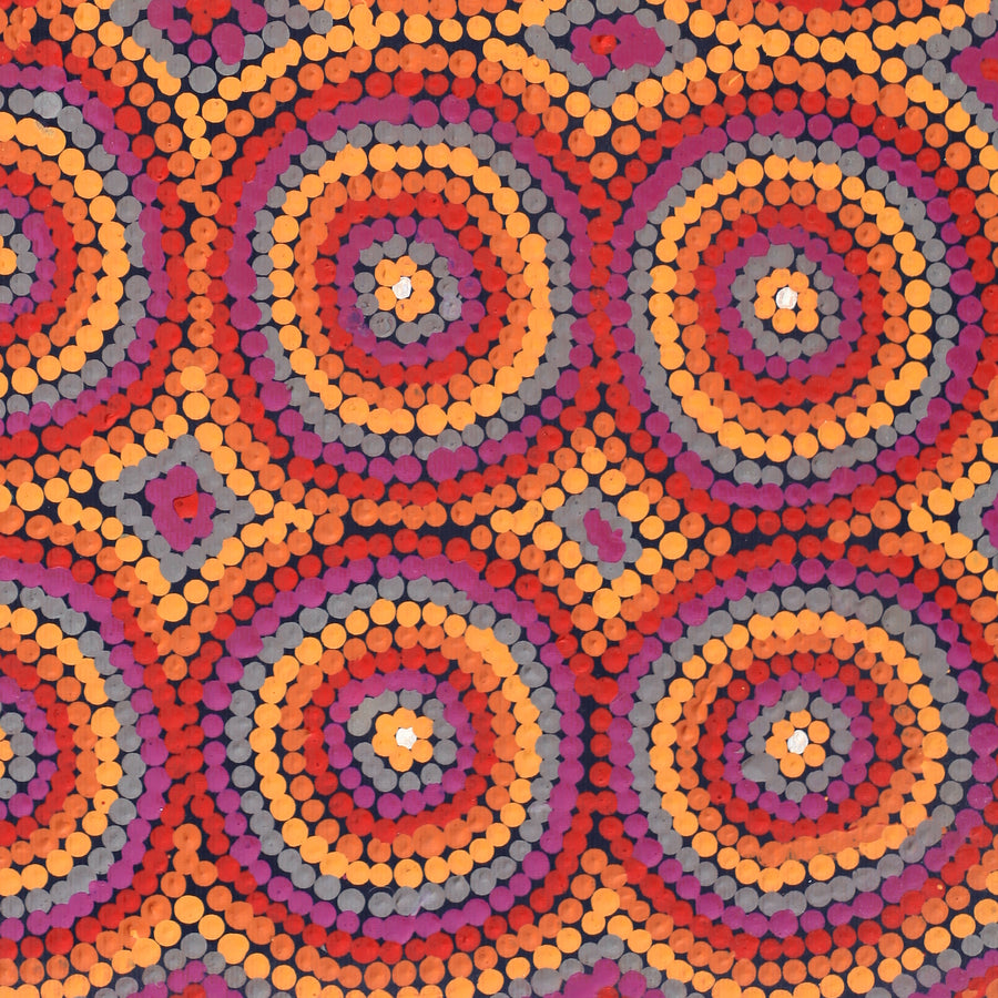 Aboriginal Artwork by Tasha Nampijinpa Collins, Ngapa Jukurrpa (Water Dreaming) - Puyurru, 30x30cm