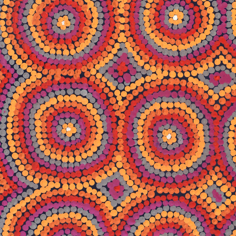 Aboriginal Artwork by Tasha Nampijinpa Collins, Ngapa Jukurrpa (Water Dreaming) - Puyurru, 30x30cm