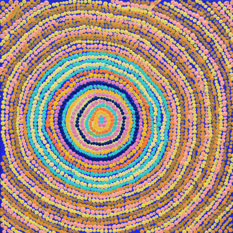 Aboriginal Artwork by Tasha Nampijinpa Collins, Ngapa Jukurrpa (Water Dreaming) - Puyurru, 30x30cm