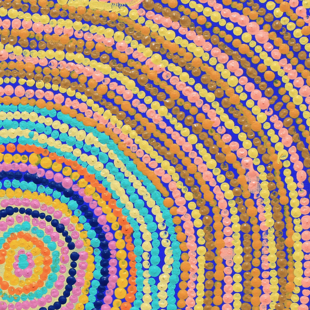 Aboriginal Artwork by Tasha Nampijinpa Collins, Ngapa Jukurrpa (Water Dreaming) - Puyurru, 30x30cm