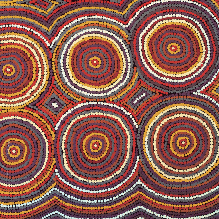 Aboriginal Artwork by Tasha Nampijinpa Collins, Ngapa Jukurrpa (Water Dreaming) - Puyurru, 61x46cm