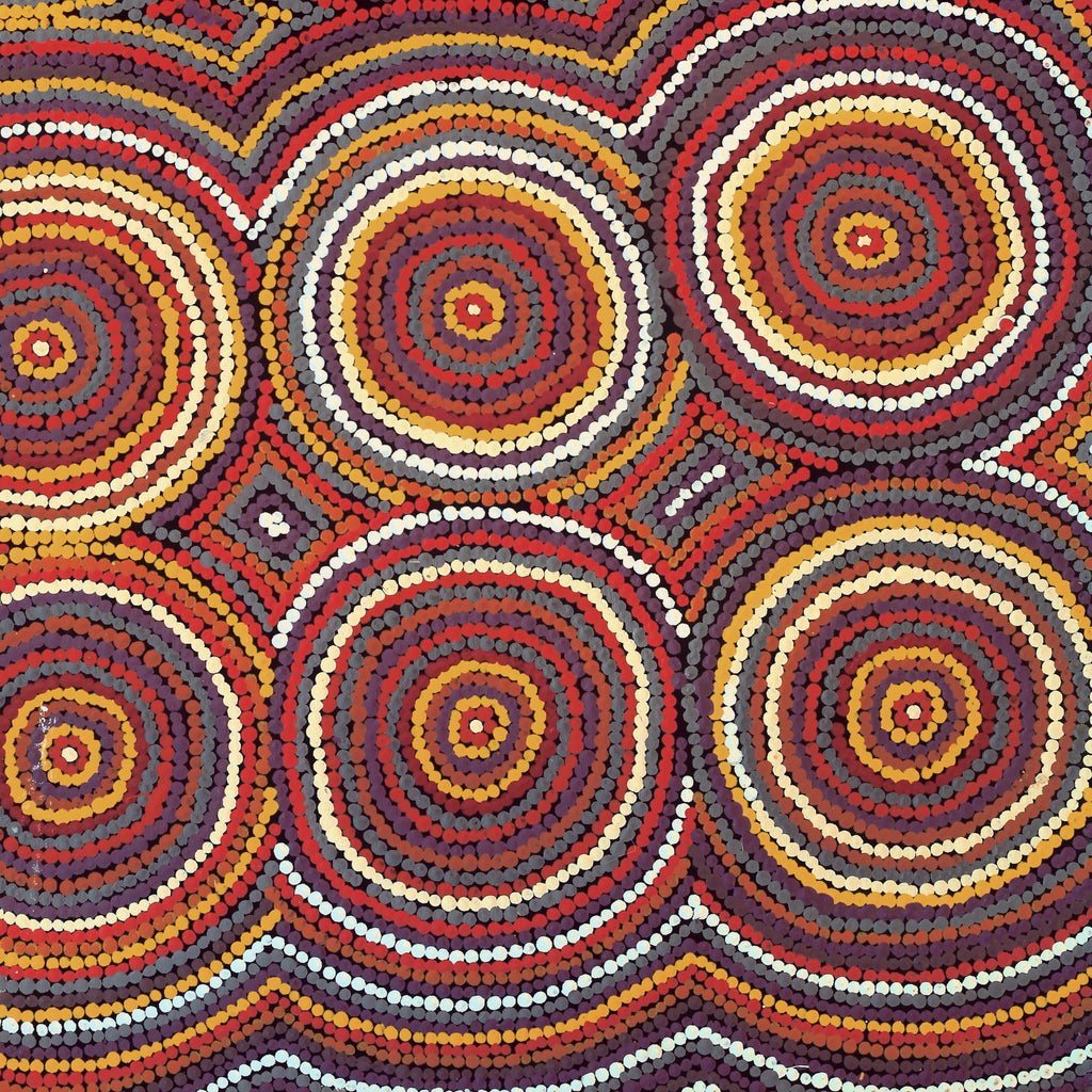 Aboriginal Artwork by Tasha Nampijinpa Collins, Ngapa Jukurrpa (Water Dreaming) - Puyurru, 61x46cm - ART ARK®