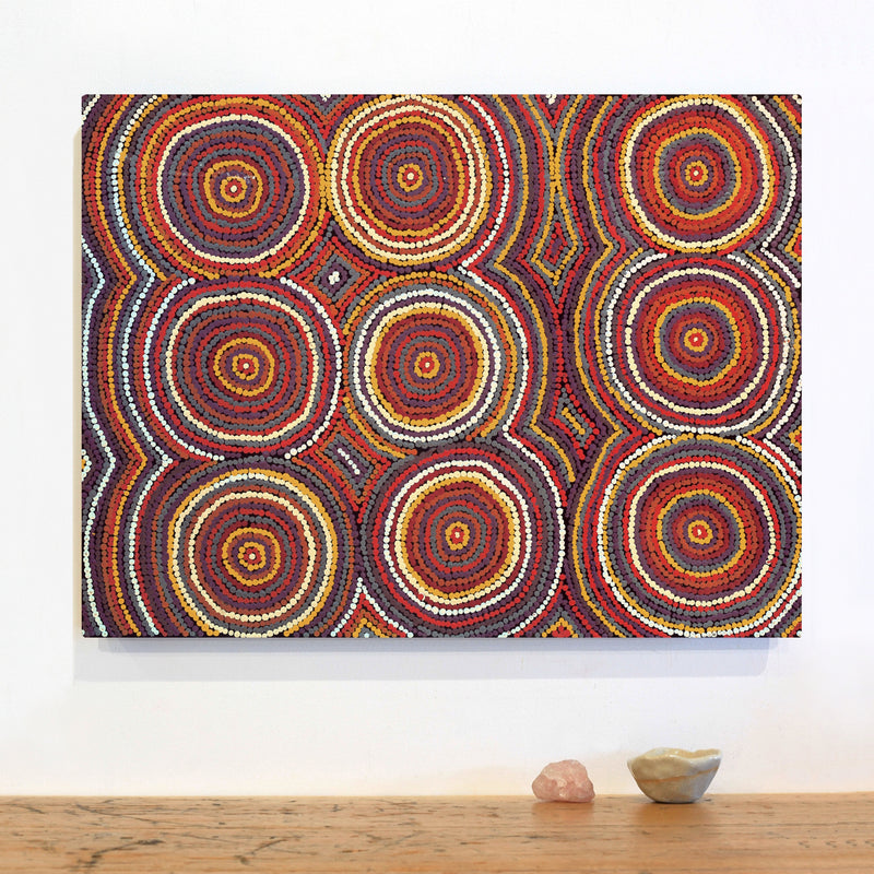 Aboriginal Artwork by Tasha Nampijinpa Collins, Ngapa Jukurrpa (Water Dreaming) - Puyurru, 61x46cm