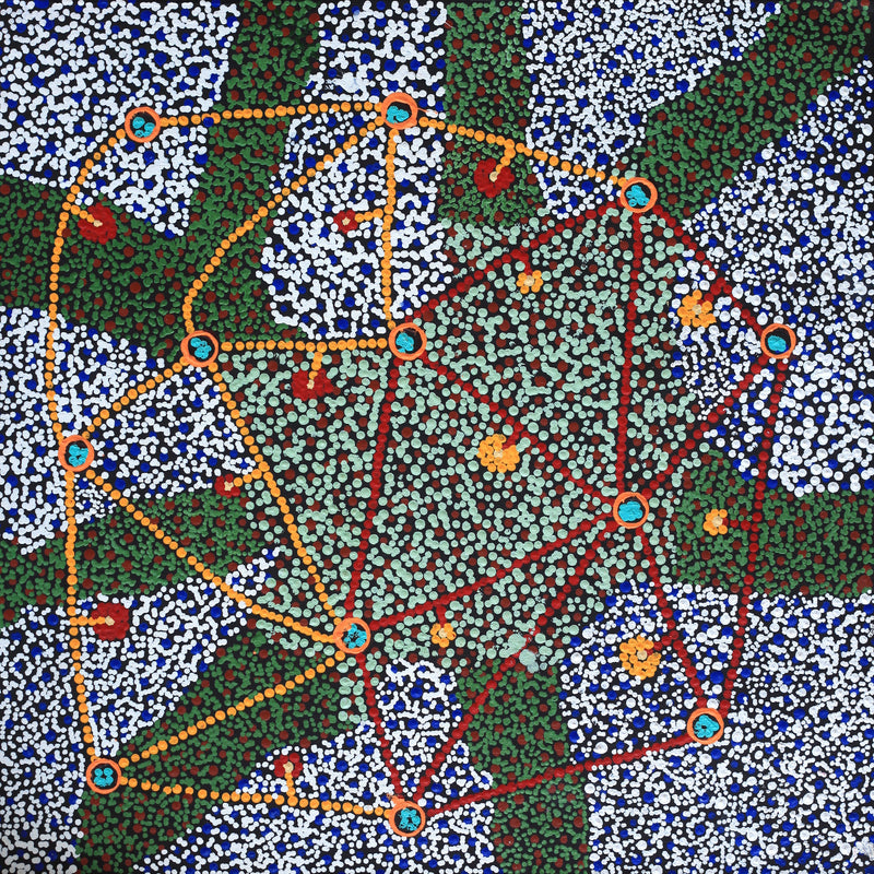 Aboriginal Artwork by Tasma Peltherre Palmer, Lukarrara Jukurrpa, 46x46cm
