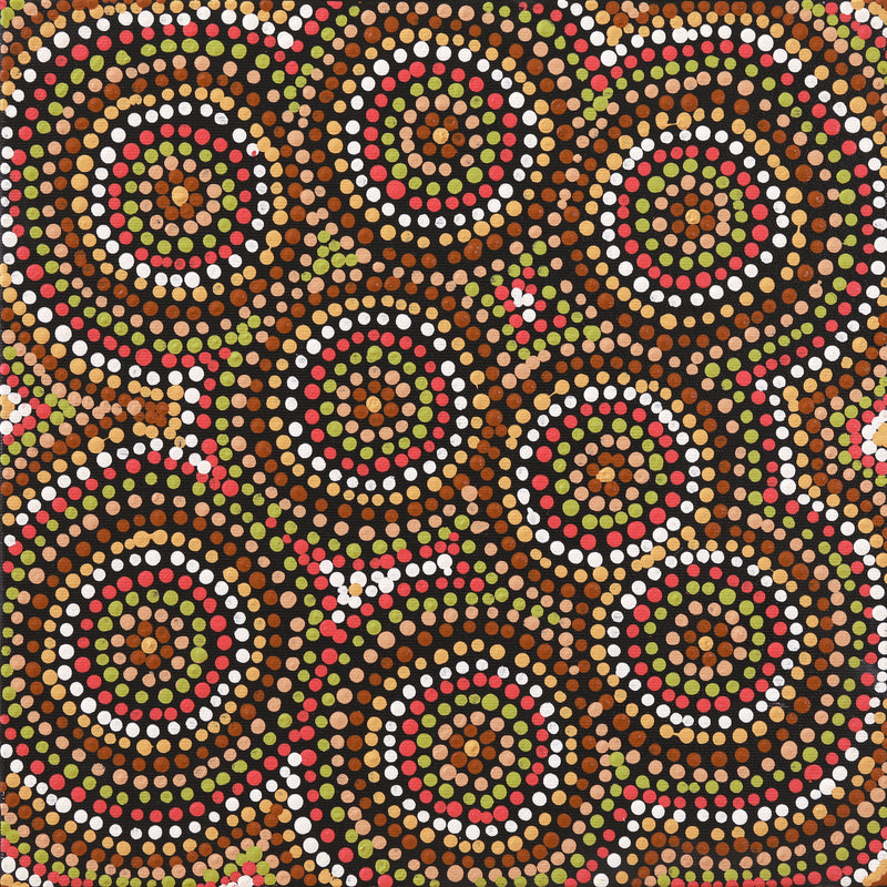 Aboriginal Artwork by Teranie Nangala Williams, Wanakiji Jukurrpa (Bush Tomato Dreaming), 30x30cm