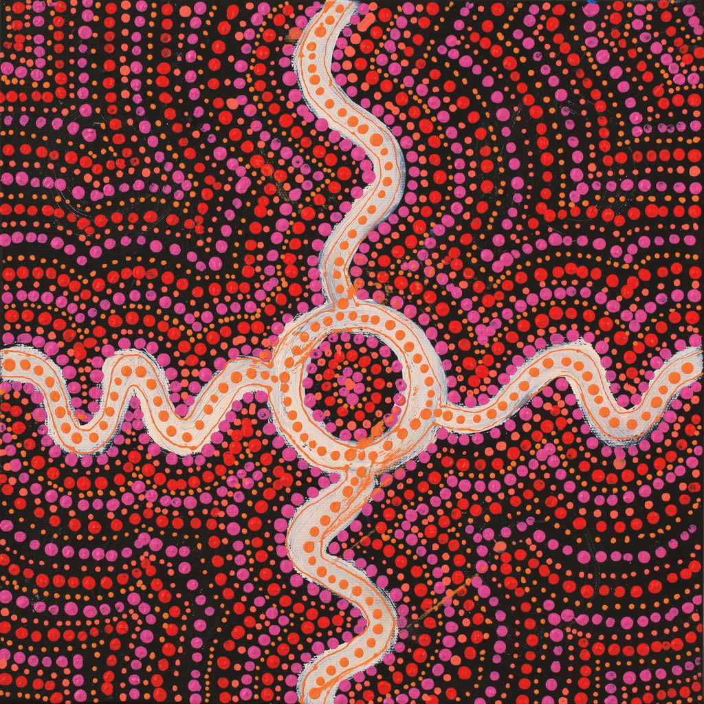 Aboriginal Artwork by Teranie Nangala Williams, Wanakiji Jukurrpa (Bush Tomato Dreaming), 30x30cm - ART ARK®