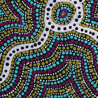 Aboriginal Artwork by Teranie Nangala Williams, Wanakiji Jukurrpa (Bush Tomato Dreaming), 30x30cm