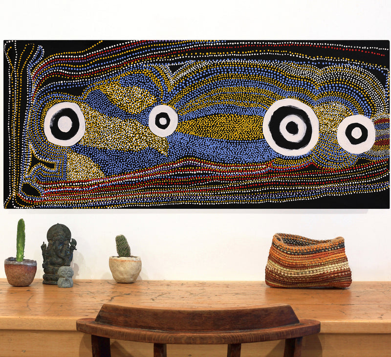 Aboriginal Artwork by Terry Ward, Walka Wiru Ngura Wiru, 107x46cm