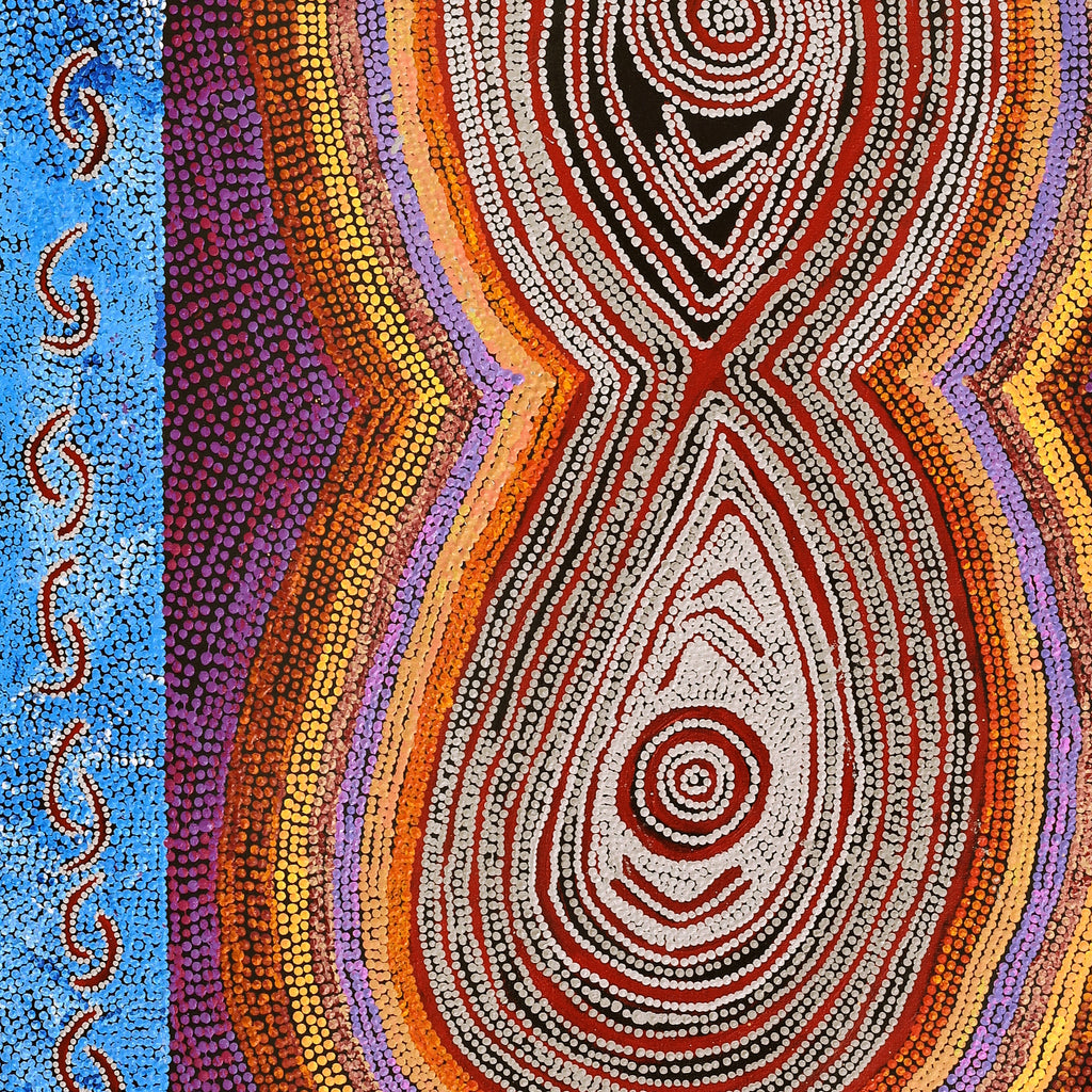 Aboriginal Artwork by Tess Napaljarri Ross, Warlukurlangu Jukurrpa (Fire country Dreaming), 183x91cm