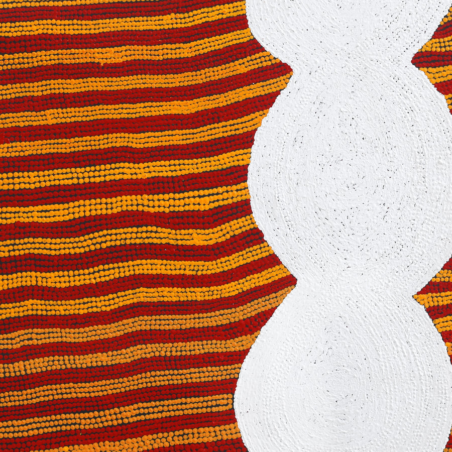 Aboriginal Artwork by Tess Napaljarri Ross, Warlukurlangu Jukurrpa (Fire country Dreaming), 107x107cm