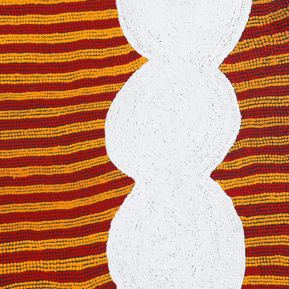 Aboriginal Art by Tess Napaljarri Ross, Warlukurlangu Jukurrpa (Fire country Dreaming), 107x107cm - ART ARK®