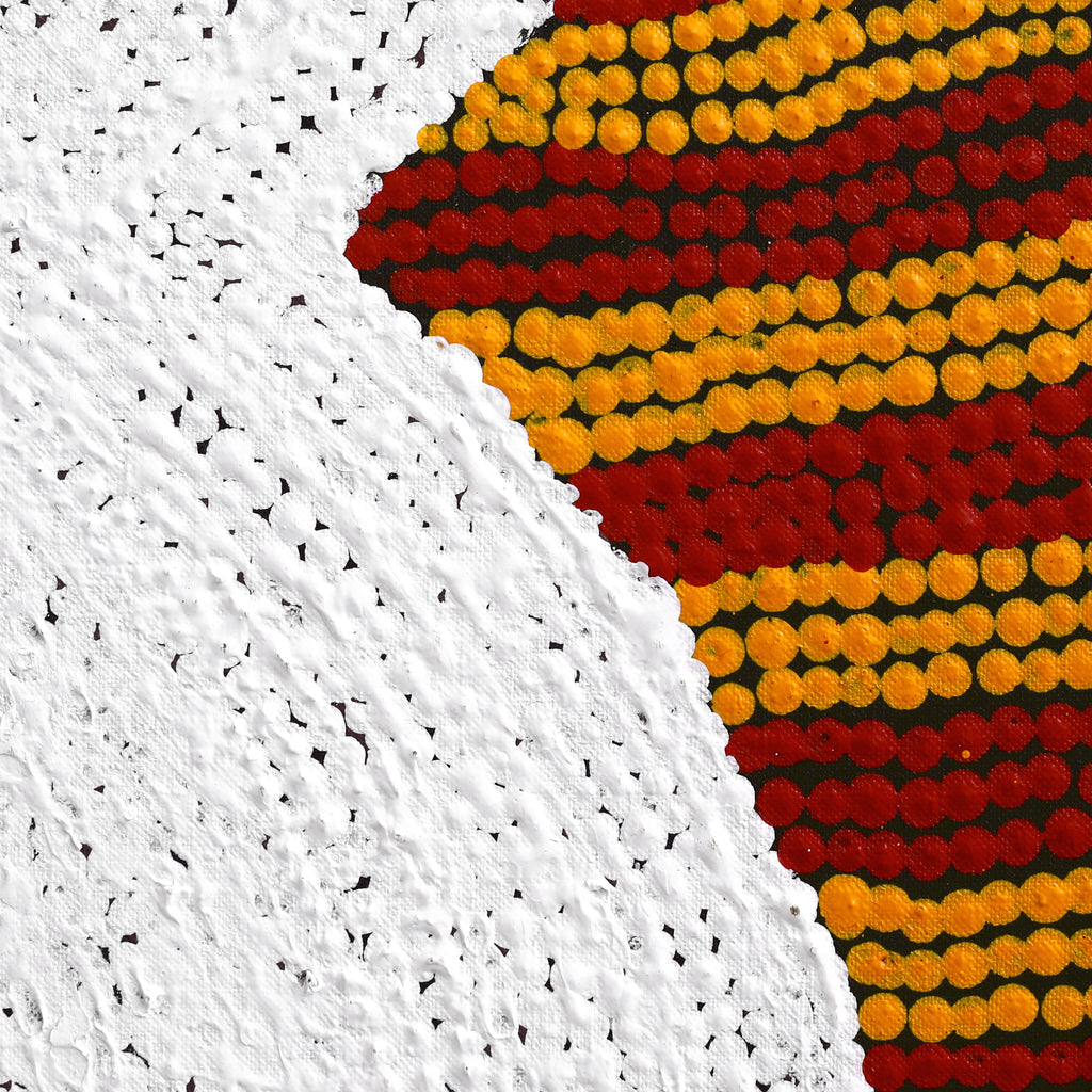 Aboriginal Artwork by Tess Napaljarri Ross, Warlukurlangu Jukurrpa (Fire country Dreaming), 107x107cm