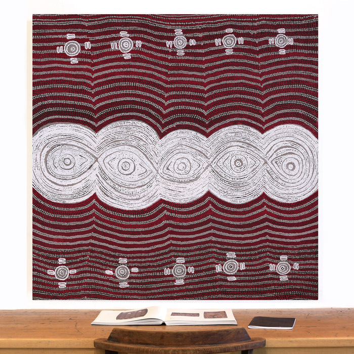 Aboriginal Art by Tess Napaljarri Ross, Warlukurlangu Jukurrpa (Fire country Dreaming), 122x122cm - ART ARK®