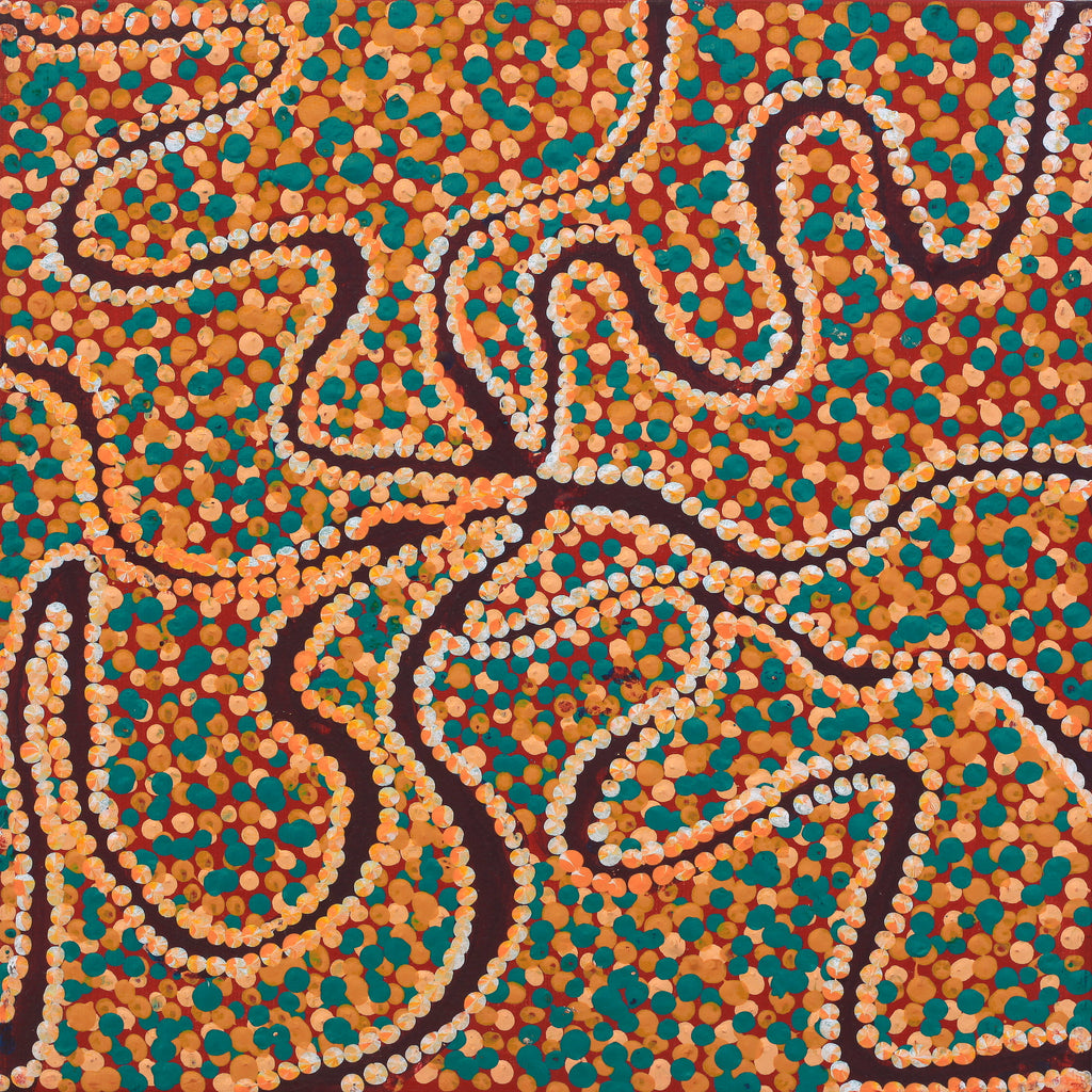 Aboriginal Art by Tess Napaljarri Ross, Wardapi Jukurrpa (Goanna Dreaming) - Yarripurlangu, 30x30cm - ART ARK®