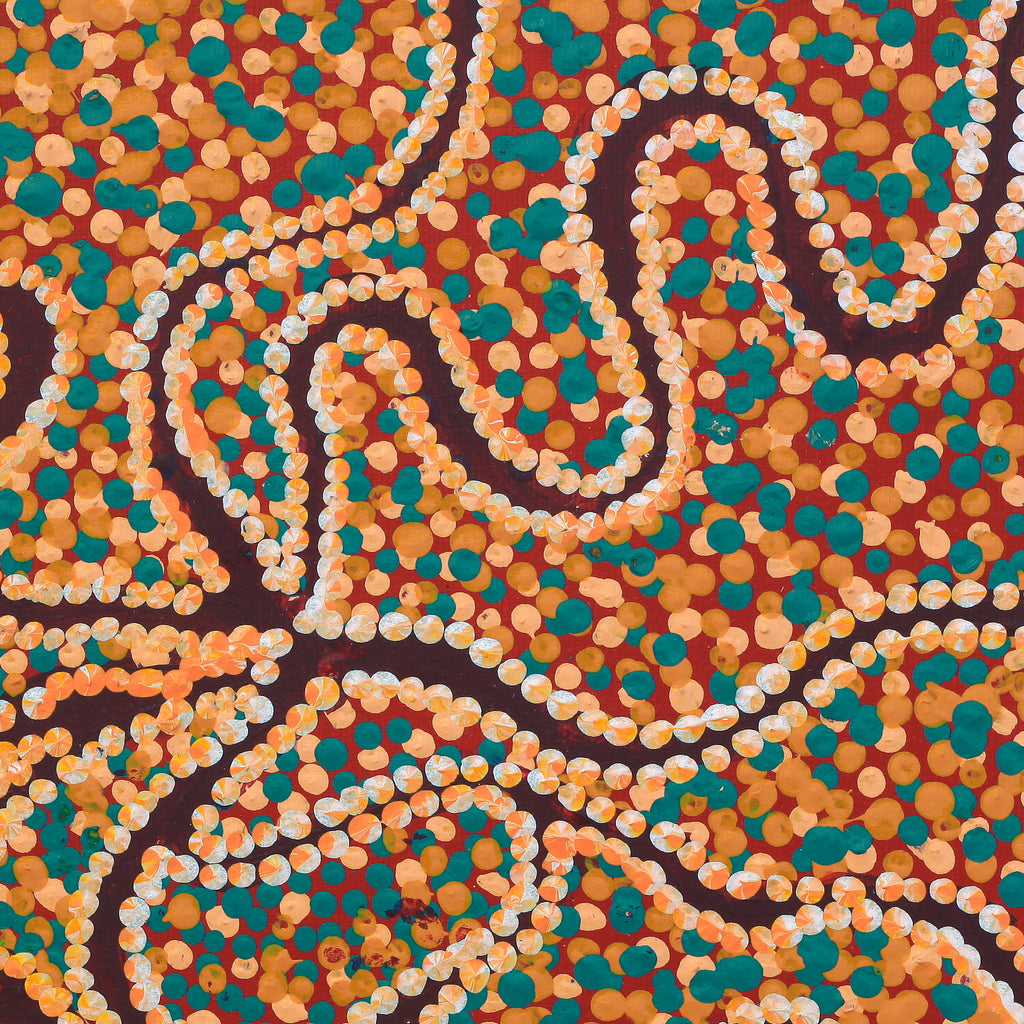 Aboriginal Art by Tess Napaljarri Ross, Wardapi Jukurrpa (Goanna Dreaming) - Yarripurlangu, 30x30cm - ART ARK®