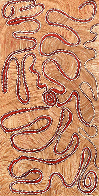 Aboriginal Artwork by Tess Napaljarri Ross, Wardapi Jukurrpa (Goanna Dreaming) - Yarripurlangu, 91x46cm