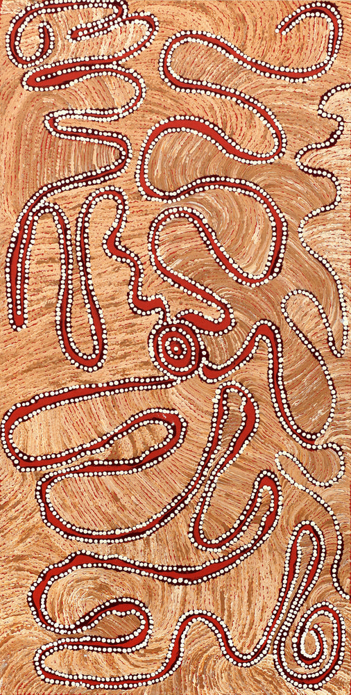 Aboriginal Artwork by Tess Napaljarri Ross, Wardapi Jukurrpa (Goanna Dreaming) - Yarripurlangu, 91x46cm