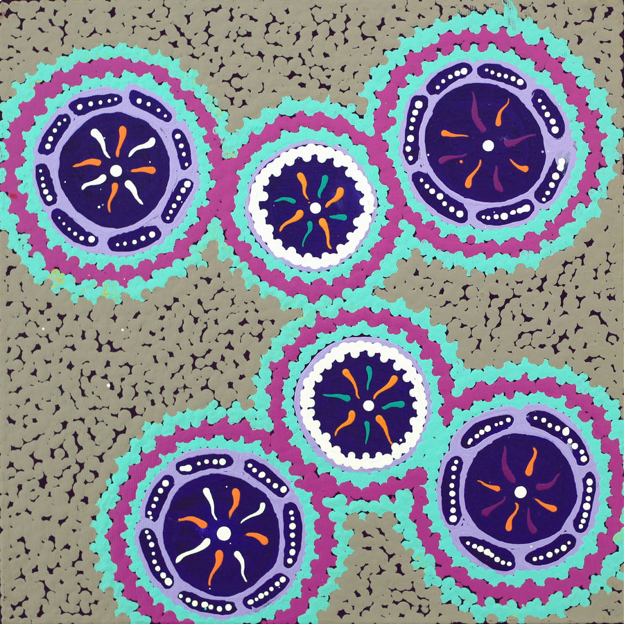 Aboriginal Artwork by Theresa Napurrurla Ross, Pamapardu Jukurrpa (Flying Ant Dreaming) - Warntungurru, 30x30cm