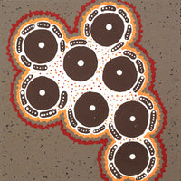 Aboriginal Artwork by Theresa Napurrurla Ross, Pamapardu Jukurrpa (Flying Ant Dreaming) - Warntungurru, 30x30cm