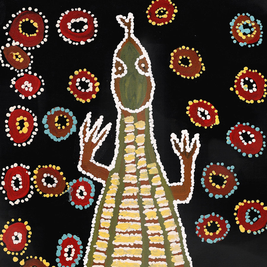 Aboriginal Artwork by Yamangara Thomas Murray, Wati Ngintaka Tjukurpa, 106x45cm