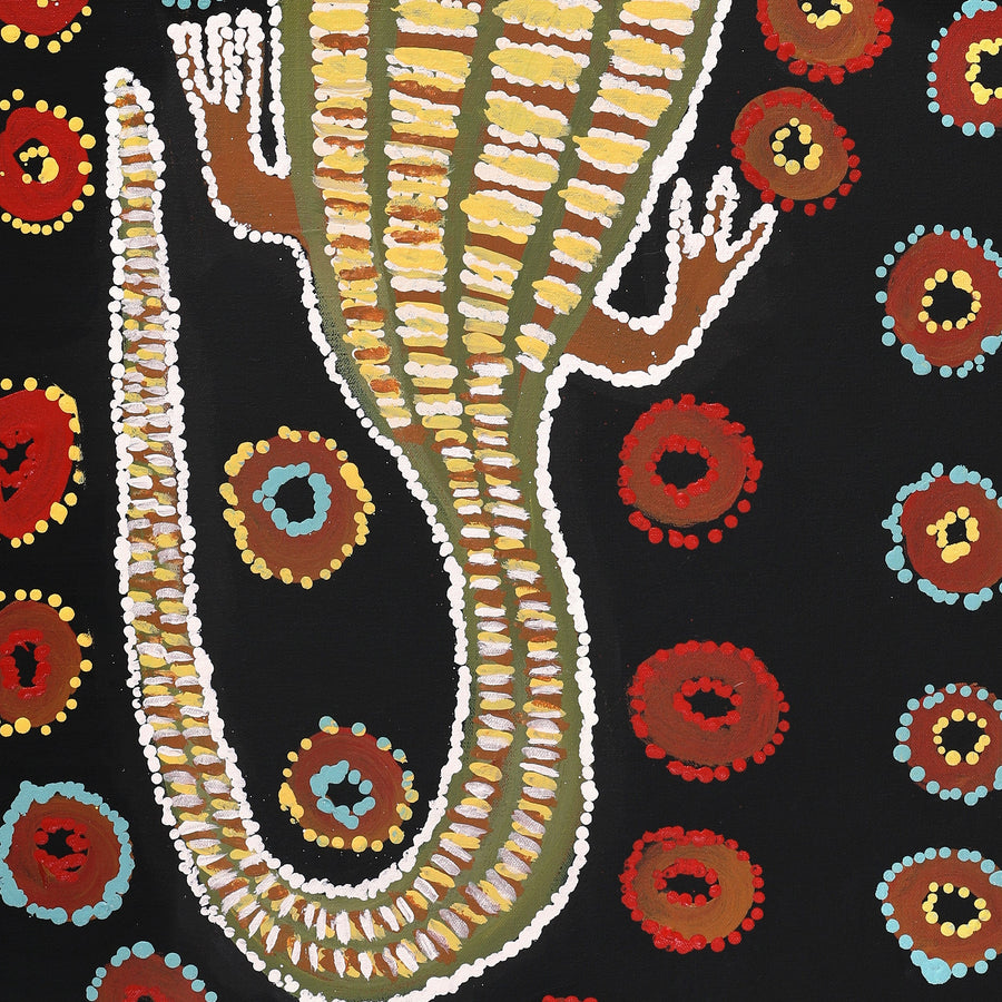 Aboriginal Artwork by Yamangara Thomas Murray, Wati Ngintaka Tjukurpa, 106x45cm