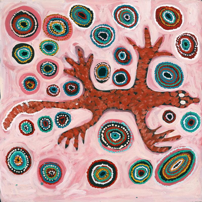 Aboriginal Artwork by Yamangara Thomas Murray, Wati Ngintaka Tjukurpa, 91x91cm
