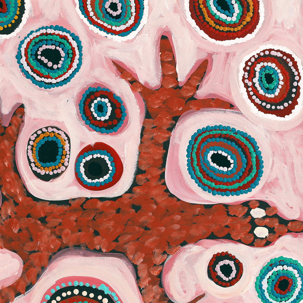 Aboriginal Artwork by Yamangara Thomas Murray, Wati Ngintaka Tjukurpa, 91x91cm