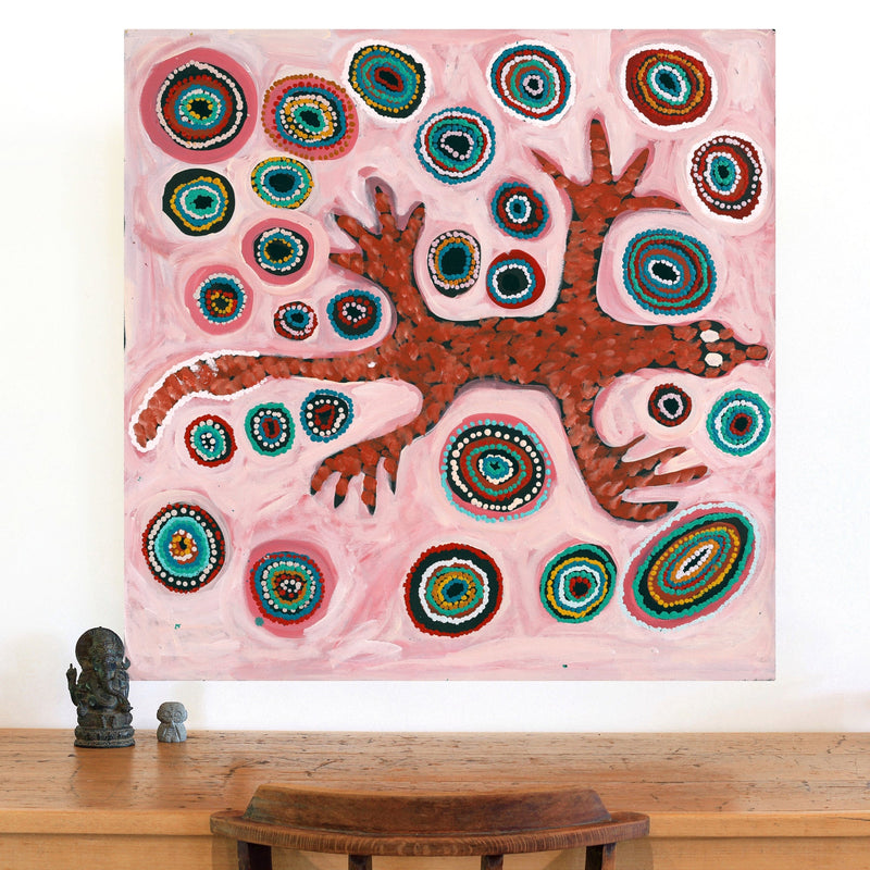 Aboriginal Artwork by Yamangara Thomas Murray, Wati Ngintaka Tjukurpa, 91x91cm