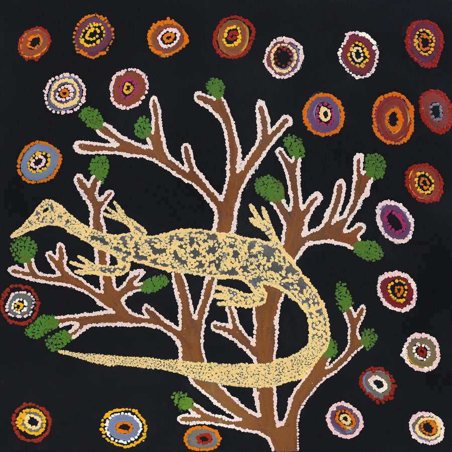 Aboriginal Artwork by Yamangara Thomas Murray, Wati Ngintaka Tjukurpa, 91x91cm