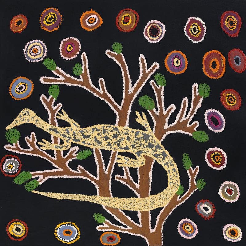 Aboriginal Artwork by Yamangara Thomas Murray, Wati Ngintaka Tjukurpa, 91x91cm