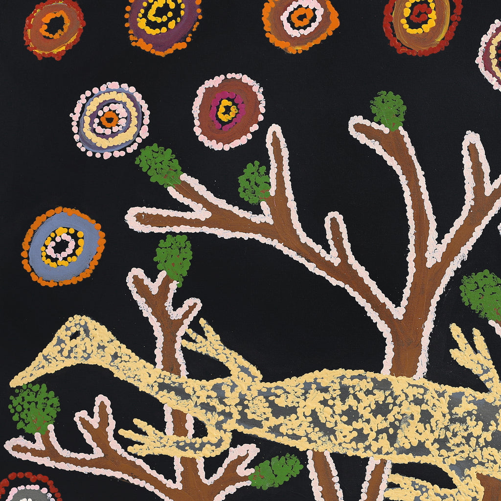 Aboriginal Artwork by Yamangara Thomas Murray, Wati Ngintaka Tjukurpa, 91x91cm