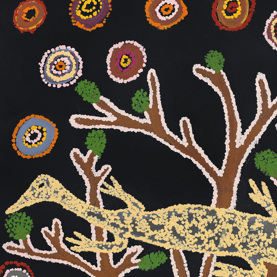Aboriginal Artwork by Yamangara Thomas Murray, Wati Ngintaka Tjukurpa, 91x91cm