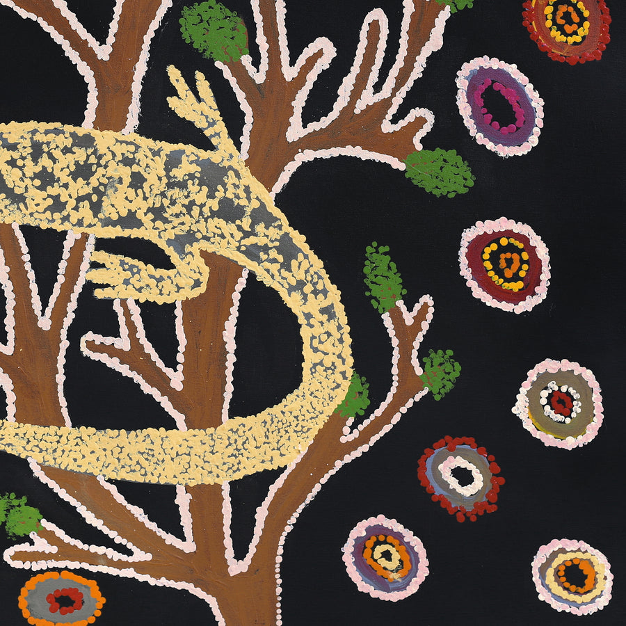 Aboriginal Artwork by Yamangara Thomas Murray, Wati Ngintaka Tjukurpa, 91x91cm