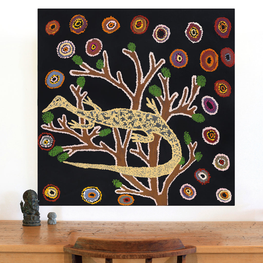 Aboriginal Artwork by Yamangara Thomas Murray, Wati Ngintaka Tjukurpa, 91x91cm
