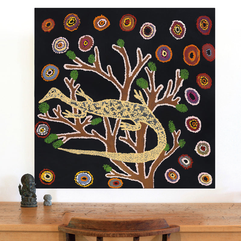 Aboriginal Artwork by Yamangara Thomas Murray, Wati Ngintaka Tjukurpa, 91x91cm