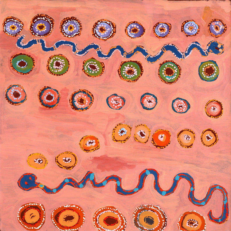 Aboriginal Artwork by Yamangara Thomas Murray, Kampurarpa - Bush Tomatoes, 91x91cm
