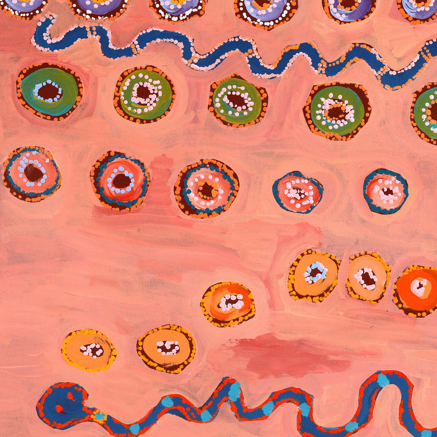 Aboriginal Artwork by Yamangara Thomas Murray, Kampurarpa - Bush Tomatoes, 91x91cm