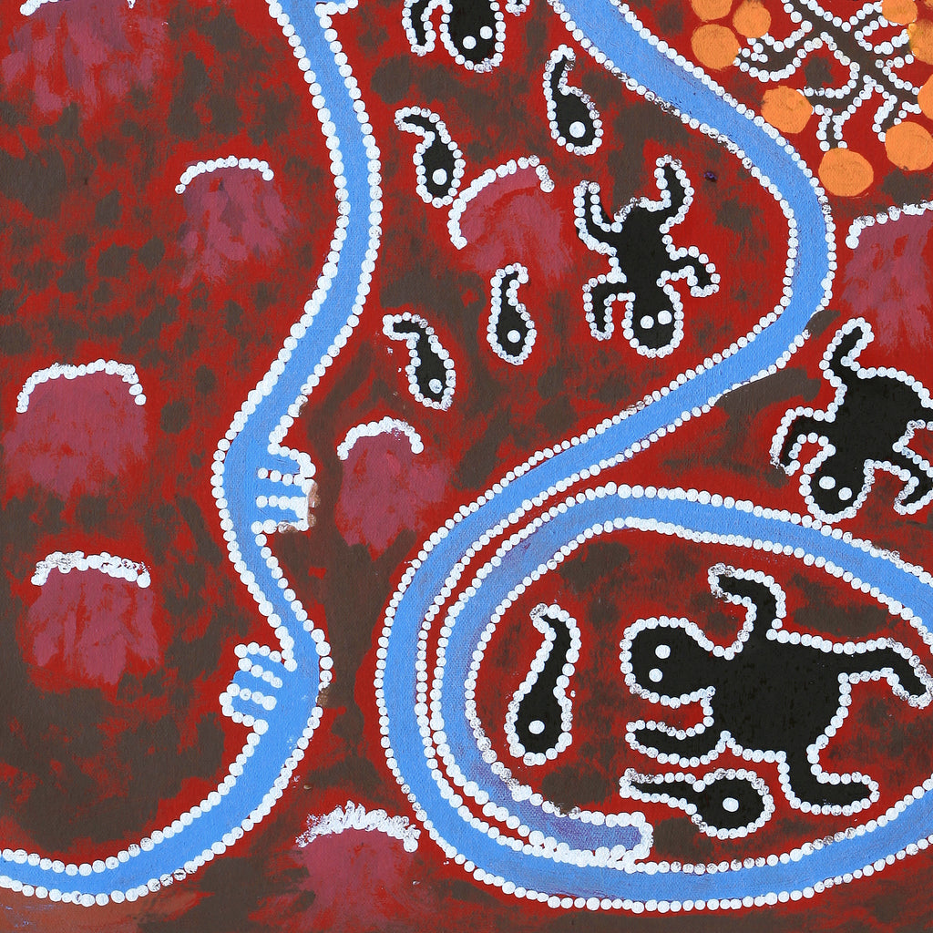 Aboriginal Artwork by Thomas Jangala Rice, Jarlji Jukurrpa (Frog Dreaming), 61x46cm